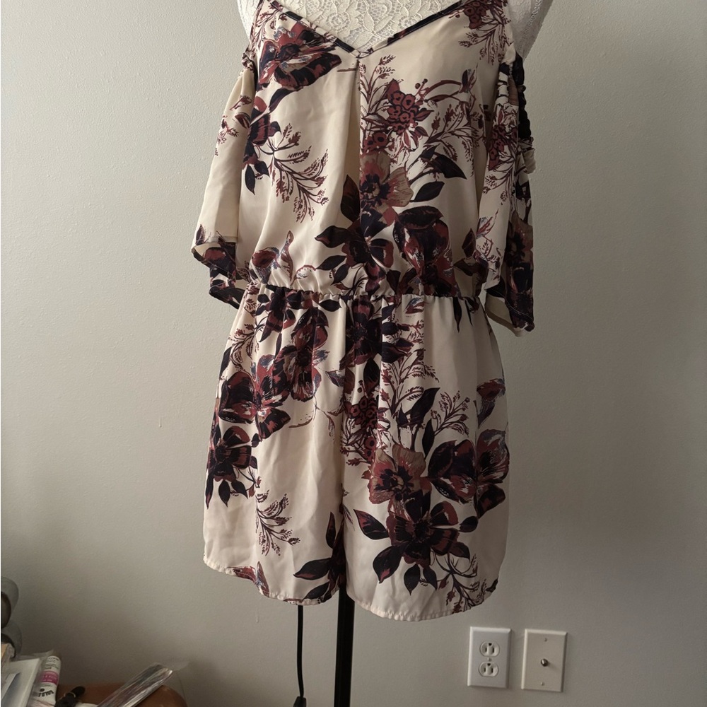 Sienna Sky Cream and Maroon Floral Romper